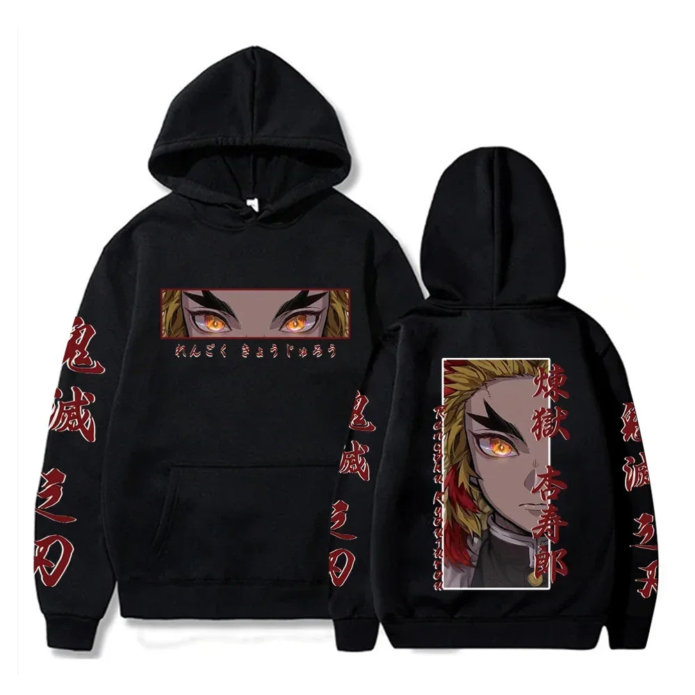 🔥 Demon Slayer Rengoku Kyoujurou Eyes Hoodie | RYŪZAN Casual Sweatshirt 🌟