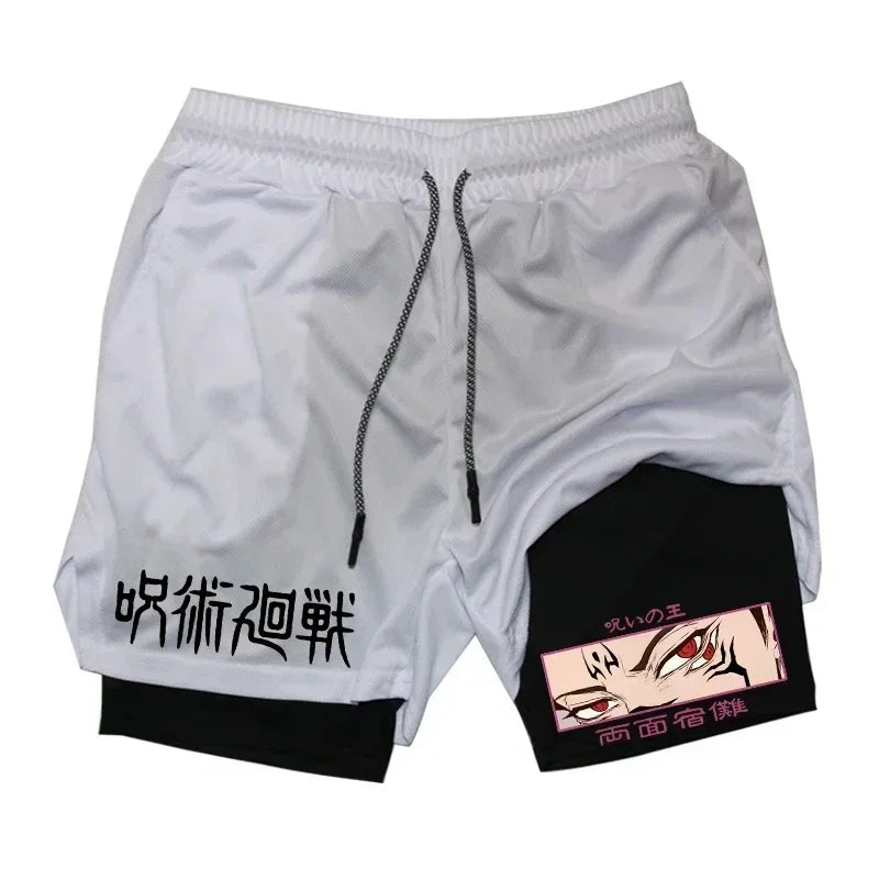 ⚡ Men’s Quick-Drying Compression Shorts | RYŪZAN Performance Gym Shorts with Anime Prints 🏋️‍♂️