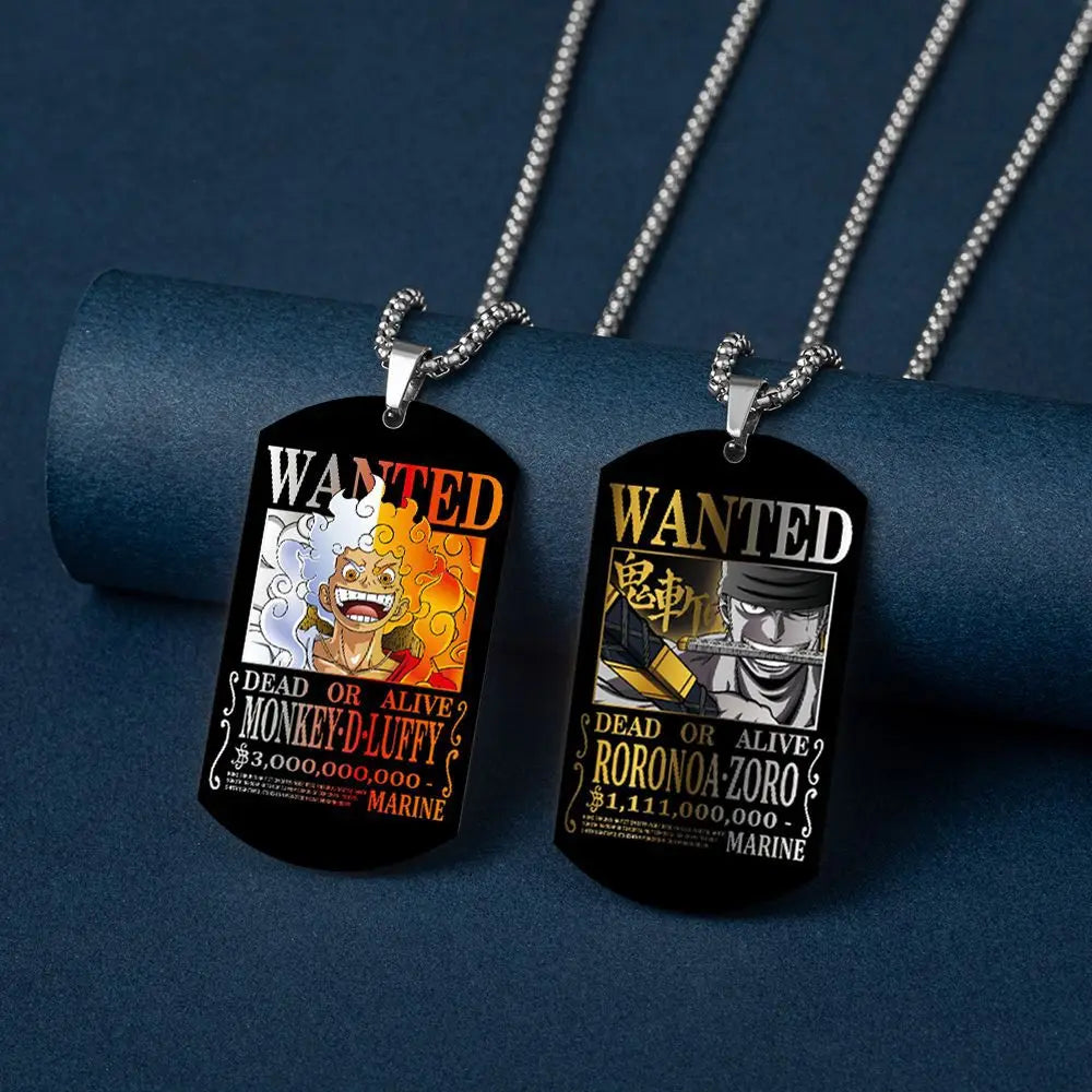 Anime One Piece Metal Necklace  New Bounty Wanted Posters