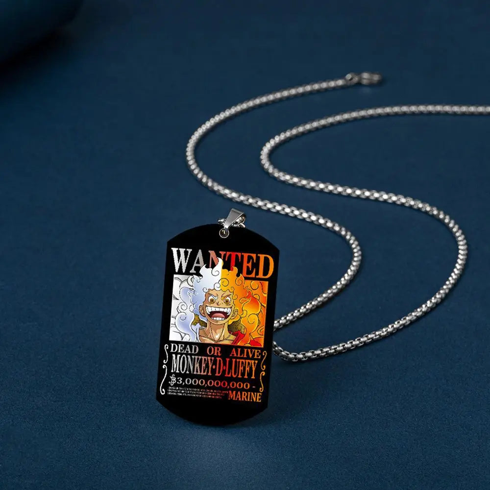 Anime One Piece Metal Necklace  New Bounty Wanted Posters