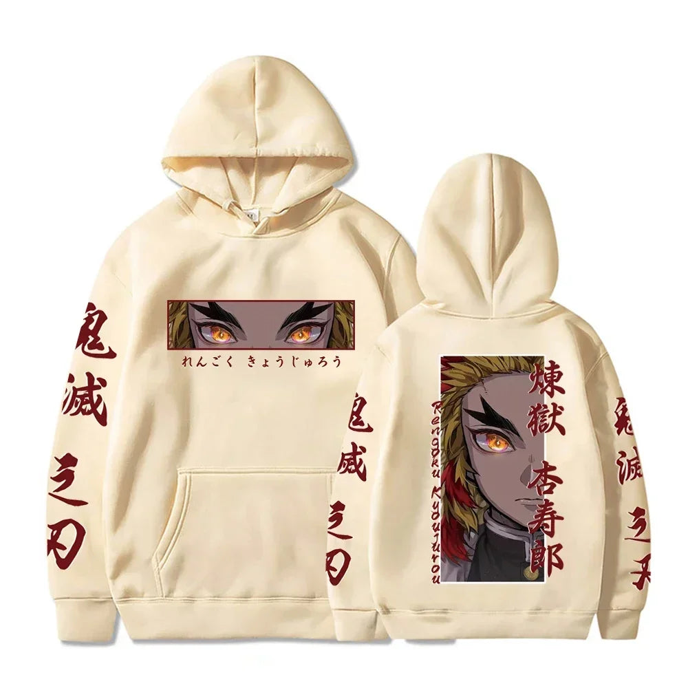 🔥 Demon Slayer Rengoku Kyoujurou Eyes Hoodie | RYŪZAN Casual Sweatshirt 🌟