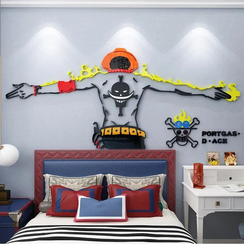 One Piece Portgas D. Ace DIY Acrylic Wall Sticker - Kids Room Decor