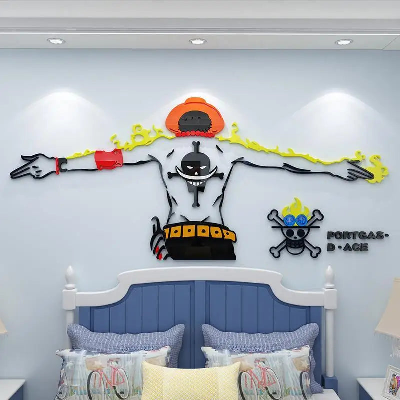 One Piece Portgas D. Ace DIY Acrylic Wall Sticker - Kids Room Decor