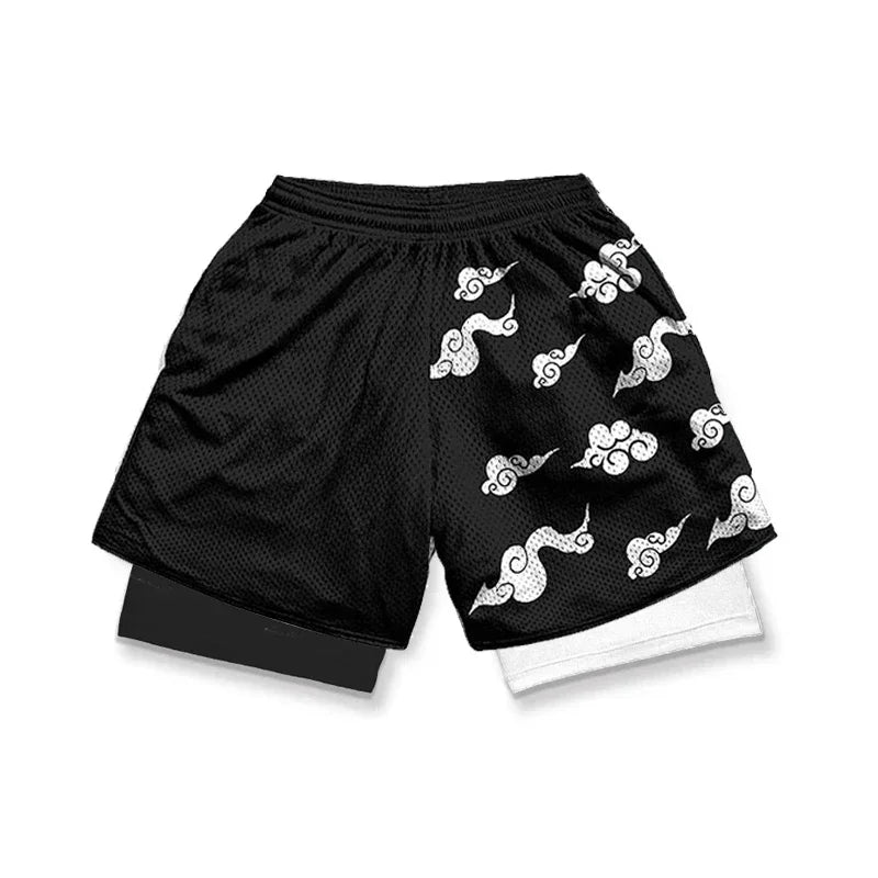 ONE PIECE Luffy Zoro Running Shorts Anime Men 2 in 1 GYM Sport Shorts