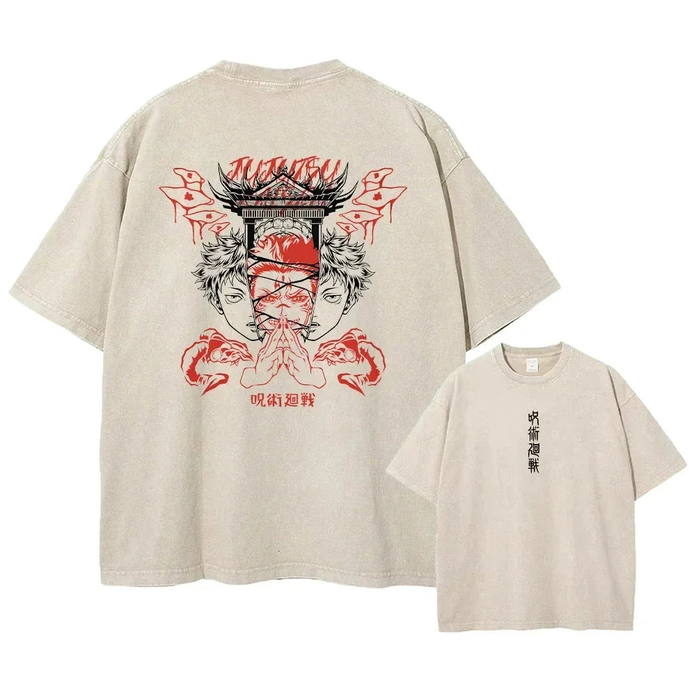 Jujutsu Kaisen Hip Hop Streetwear T-Shirt | RYŪZAN Harajuku Loose Fit Tee for Men & Women