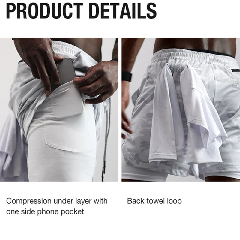 🏃‍♂️ 2-in-1 Running Shorts for Men | RYŪZAN Compression Gym Shorts with Phone Pocket & Towel Loop 🎽