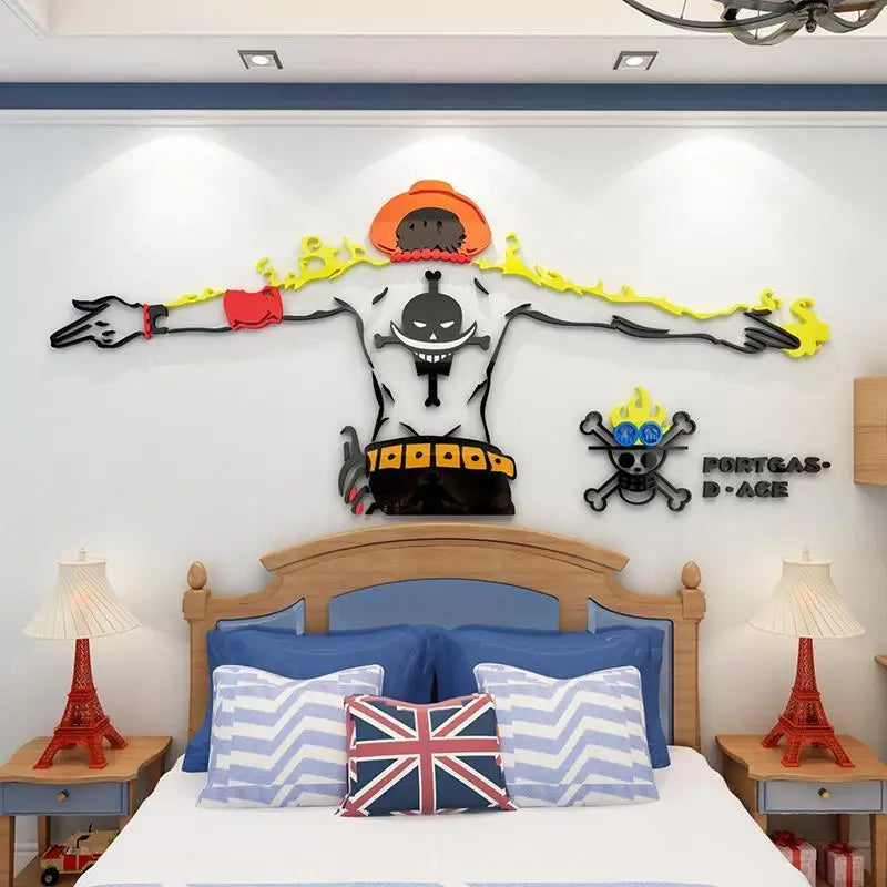 One Piece Portgas D. Ace DIY Acrylic Wall Sticker - Kids Room Decor