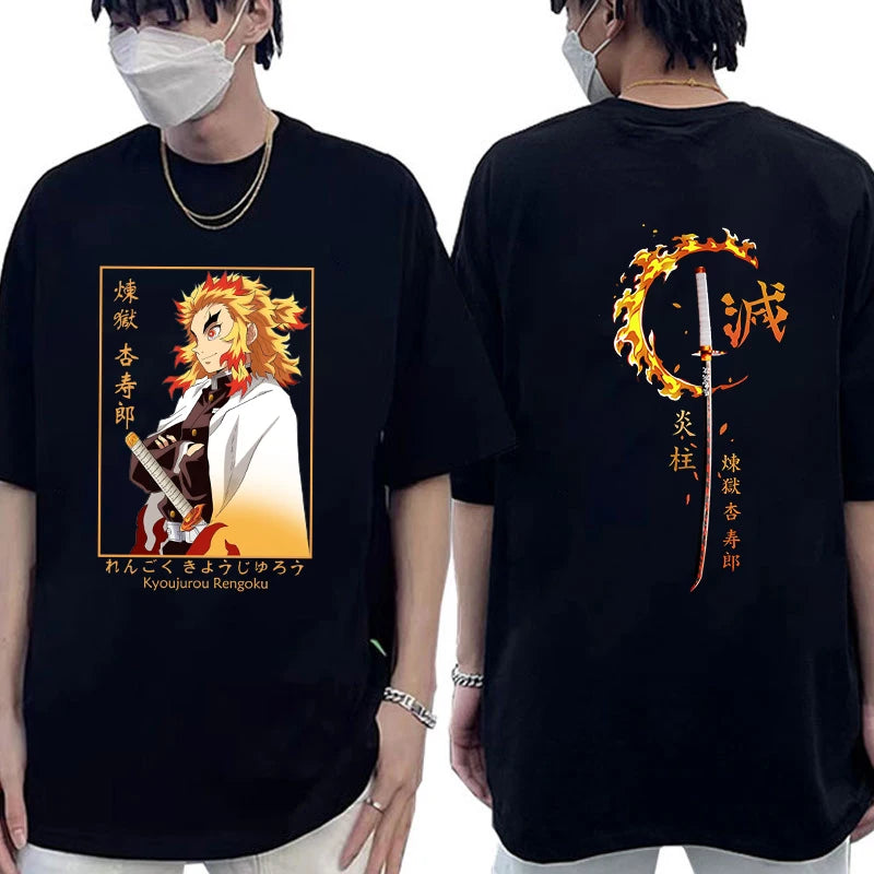 🔥 Hot New Rengoku Kyoujurou Demon Slayer T-Shirt | RYŪZAN Summer Casual Tee 🎴