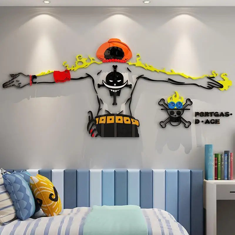 One Piece Portgas D. Ace DIY Acrylic Wall Sticker - Kids Room Decor