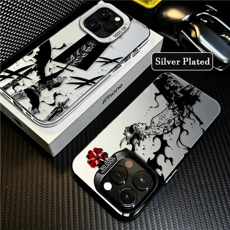 Black Clover Anime iPhone Case | RYŪZAN Colored Silver Plated Soft Cover for iPhone 15-7 Models